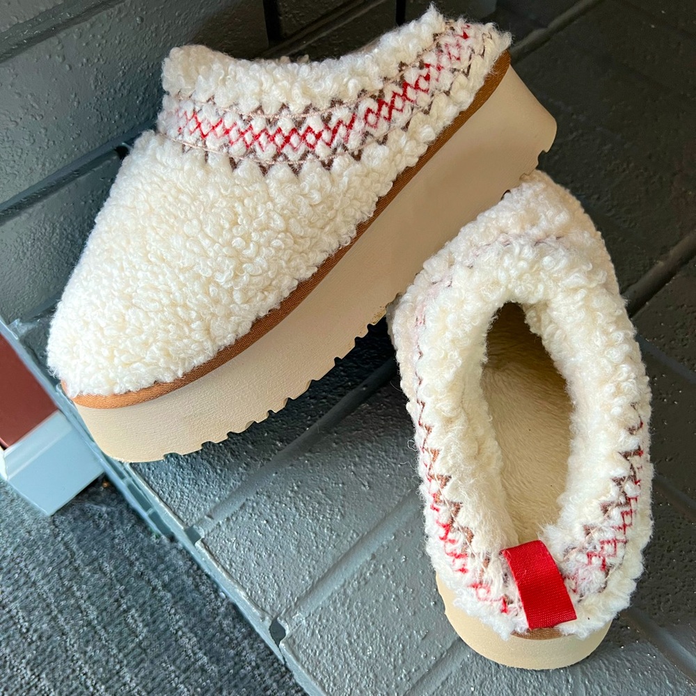 Faux Sherling Slip On Mule